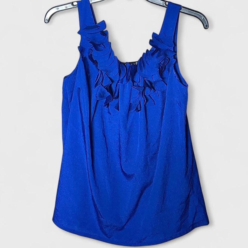 Forever 21 Royal Blue Ruffled Sleeveless Flounce Blouse - Size S/P